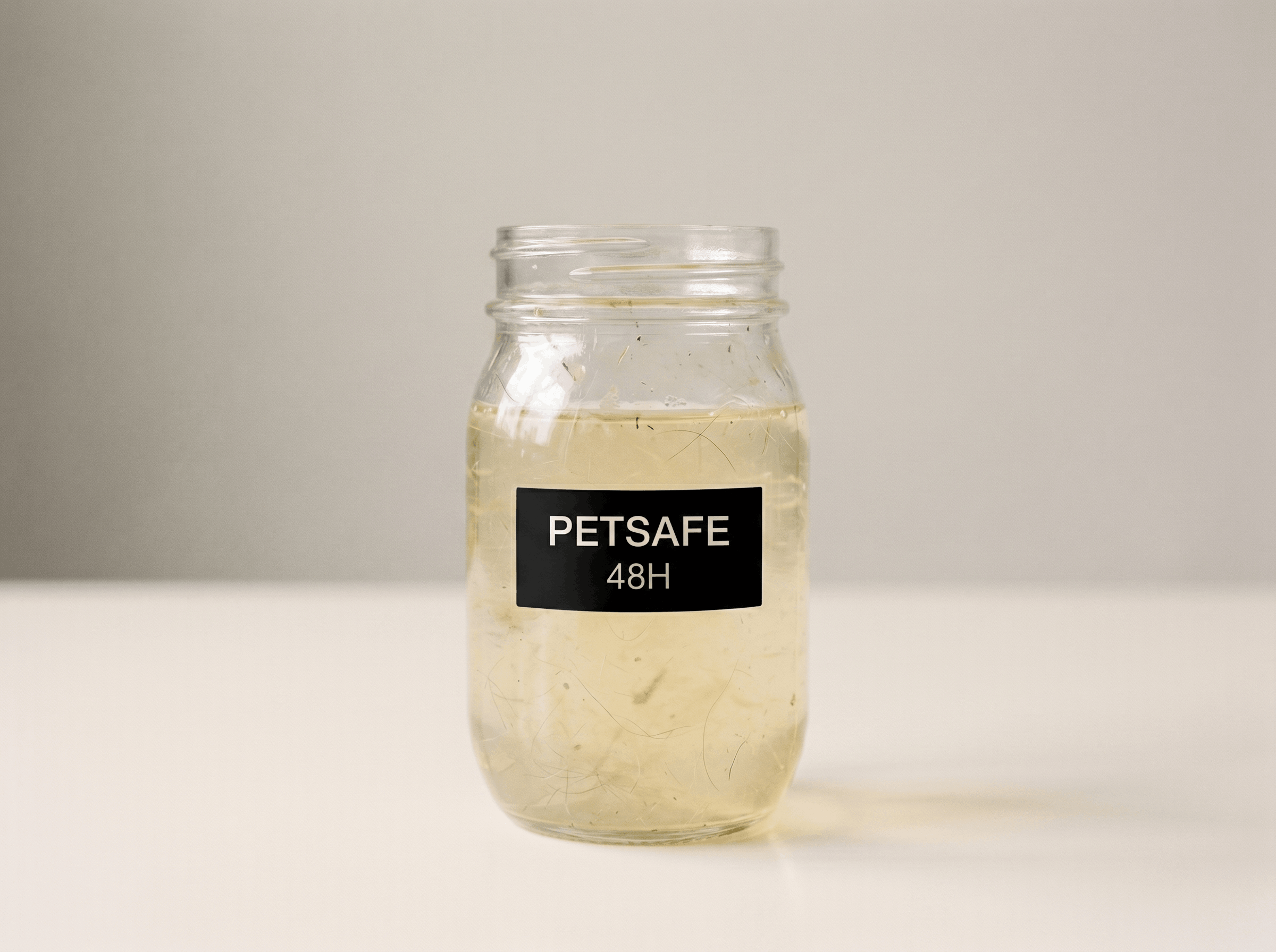 Jar of water poured from the PetSafe Drinkwell fountain after 48 hours of normal home use.